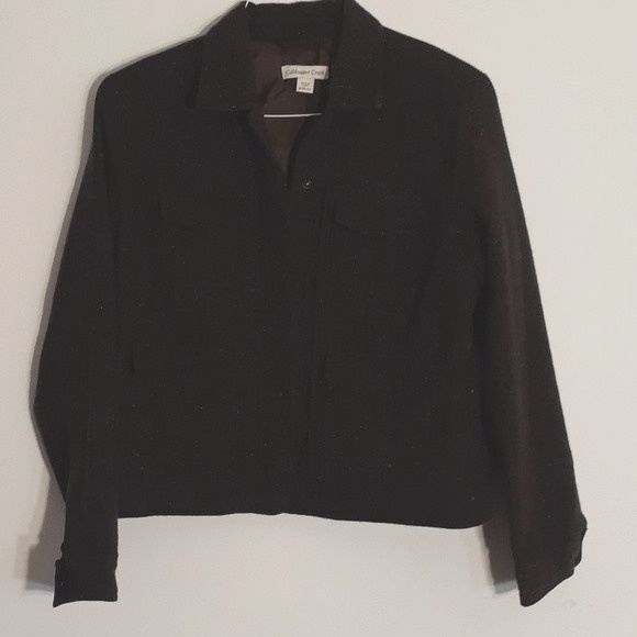 coldwater creek jacket brown wool blend m tweed blazer classic old money minimal - Picture 4 of 9